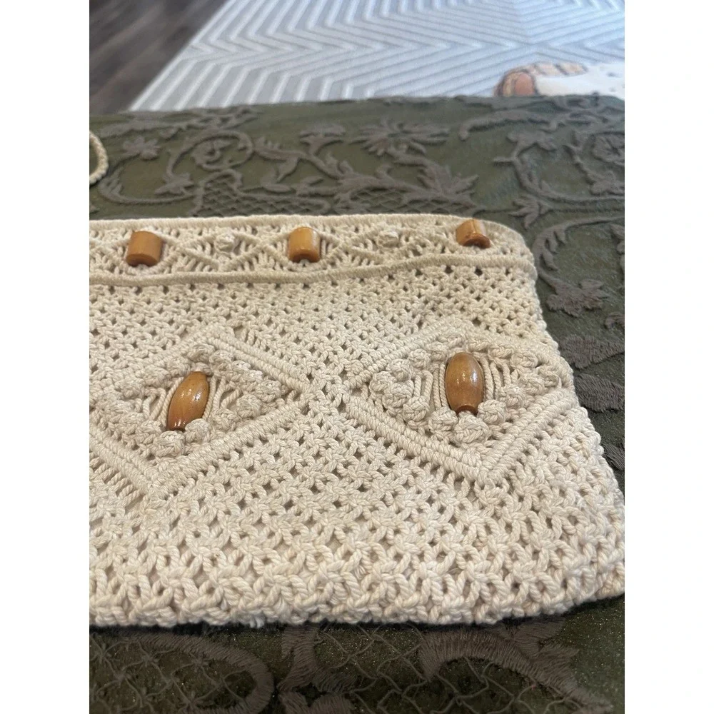 Vintage Macrame Clutch Boho Purse Beads Crochet‎